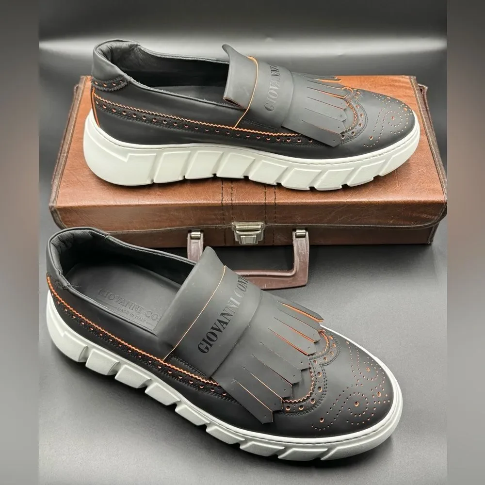 GIOVANNI CONTI Wingtip Leather Loafers